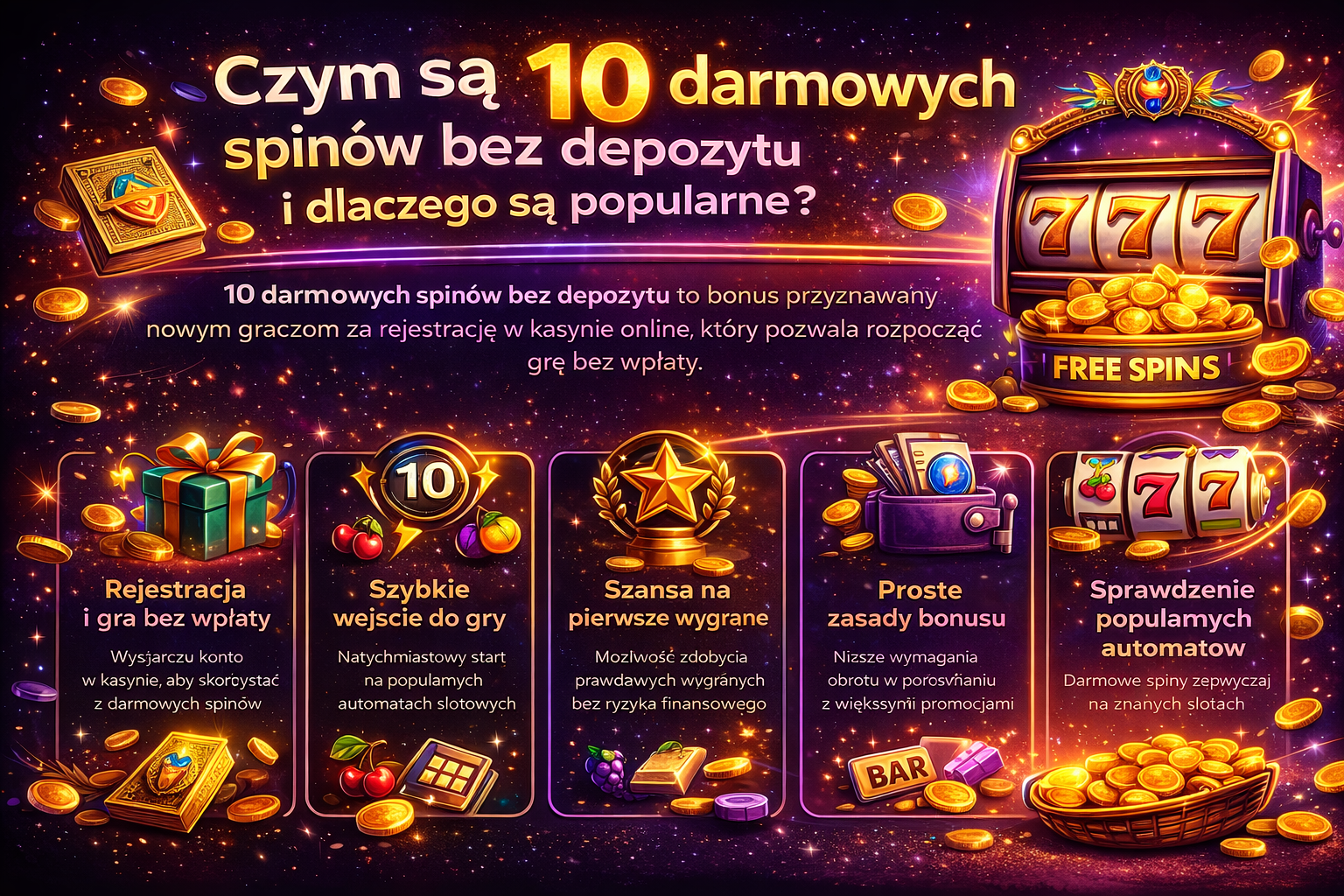 Czym są 10 darmowych spinów bez depozytu